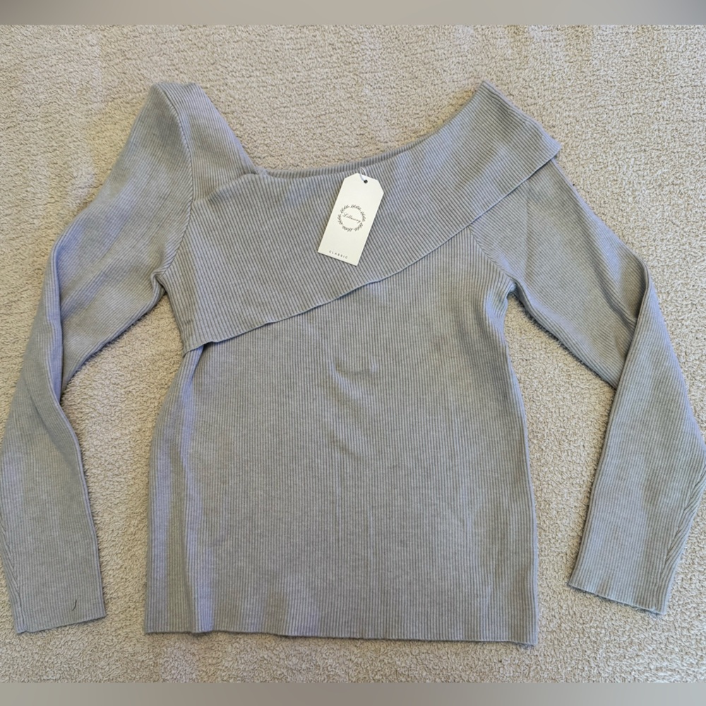 Asymmetrical ribbed sweater